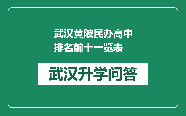 武汉黄陂民办高中排名前十一览表