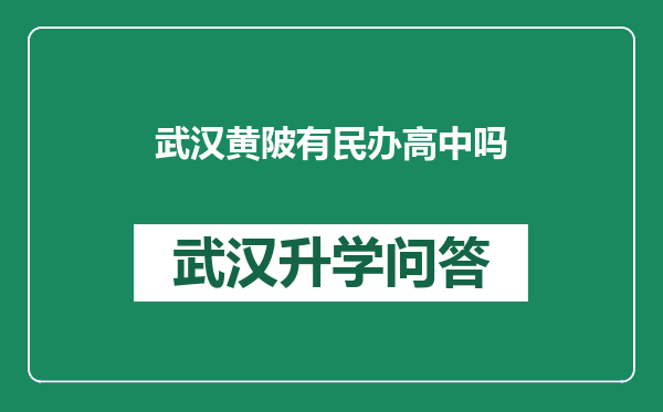 武汉黄陂有民办高中吗