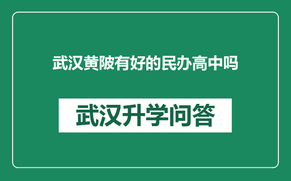 武汉黄陂有好的民办高中吗