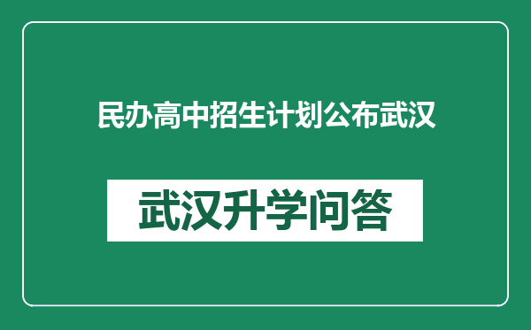 民办高中招生计划公布武汉