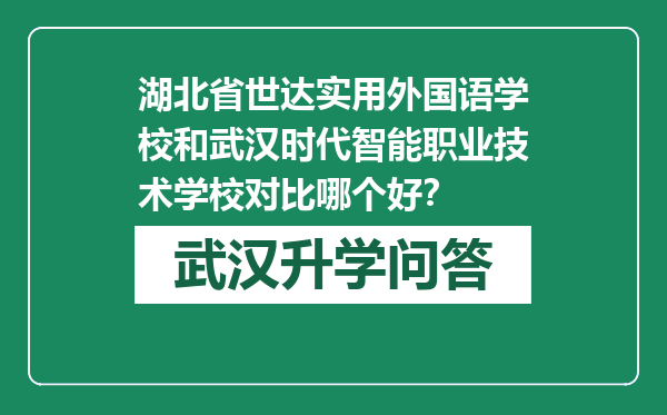 湖北省世达实用外国语学校和武汉时代智能职业技术学校对比哪个好？