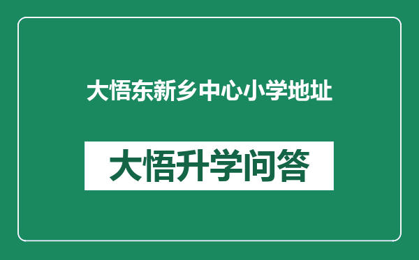 大悟东新乡中心小学地址