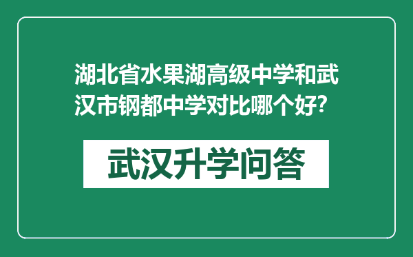 湖北省水果湖高级中学和武汉市钢都中学对比哪个好？