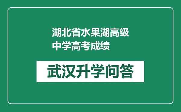 湖北省水果湖高级中学高考成绩