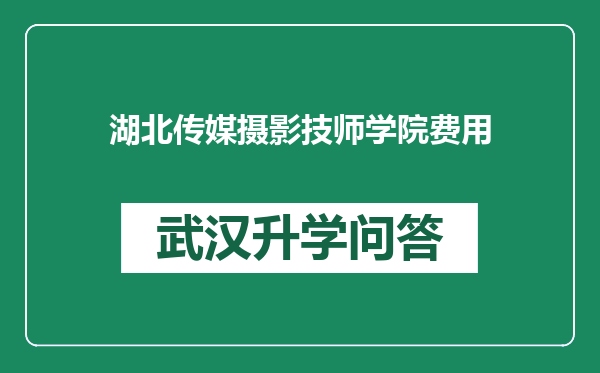 湖北传媒摄影技师学院费用