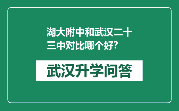 湖大附中和武汉二十三中对比哪个好？