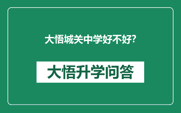 大悟城关中学好不好？