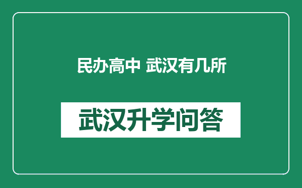 民办高中 武汉有几所