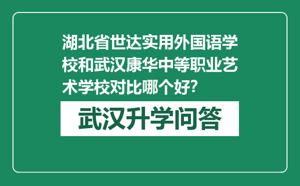 湖北省世达实用外国语学校和武汉康华中等职业艺术学校对比哪个好？