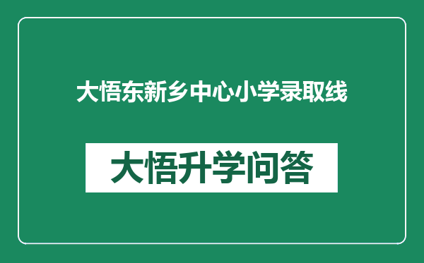 大悟东新乡中心小学录取线