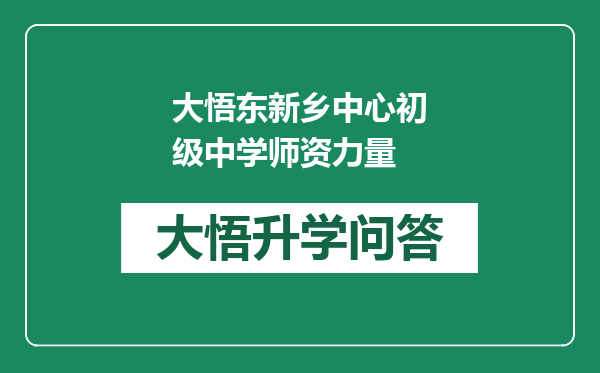 大悟东新乡中心初级中学师资力量