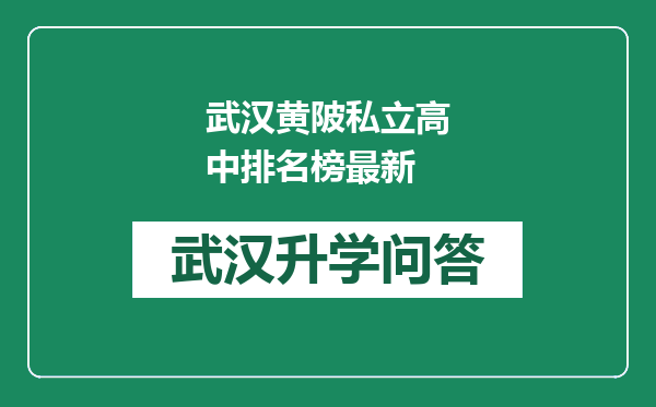 武汉黄陂私立高中排名榜最新