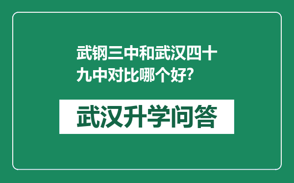 武钢三中和武汉四十九中对比哪个好？