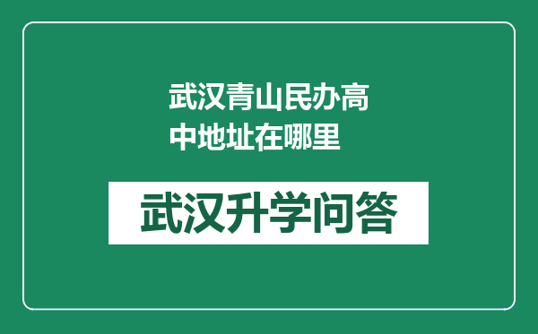 武汉青山民办高中地址在哪里