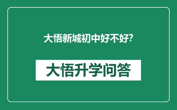 大悟新城初中好不好？