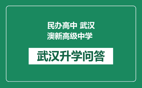 民办高中 武汉澳新高级中学