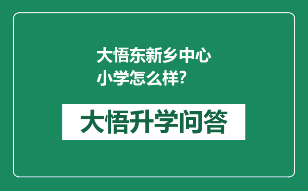 大悟东新乡中心小学怎么样？