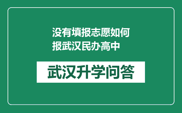 没有填报志愿如何报武汉民办高中