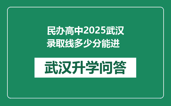 民办高中2025武汉录取线多少分能进