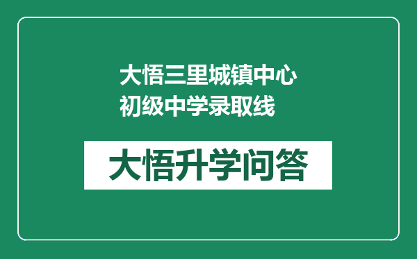 大悟三里城镇中心初级中学录取线