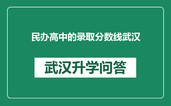 民办高中的录取分数线武汉