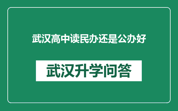 武汉高中读民办还是公办好