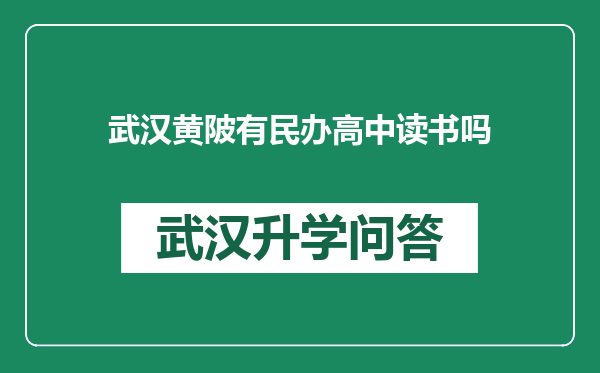 武汉黄陂有民办高中读书吗