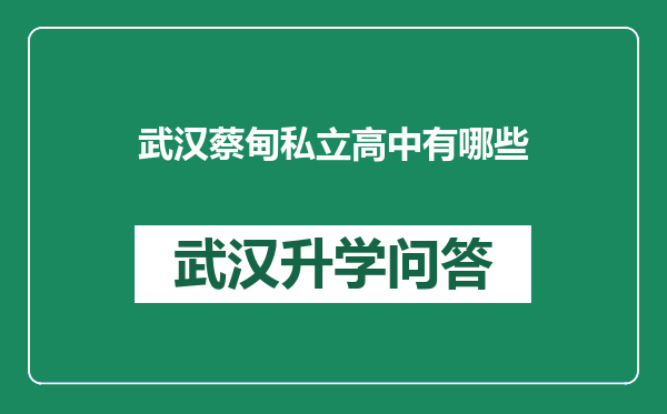 武汉蔡甸私立高中有哪些