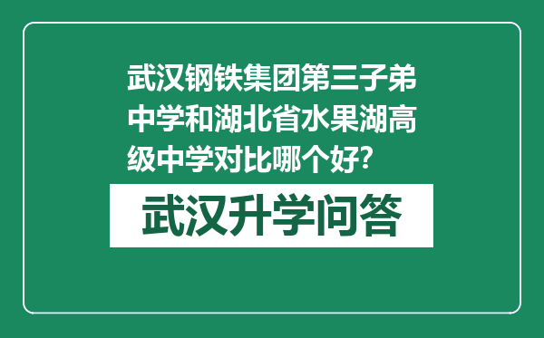 武汉钢铁集团第三子弟中学和湖北省水果湖高级中学对比哪个好？