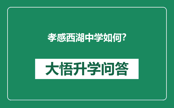 孝感西湖中学如何？