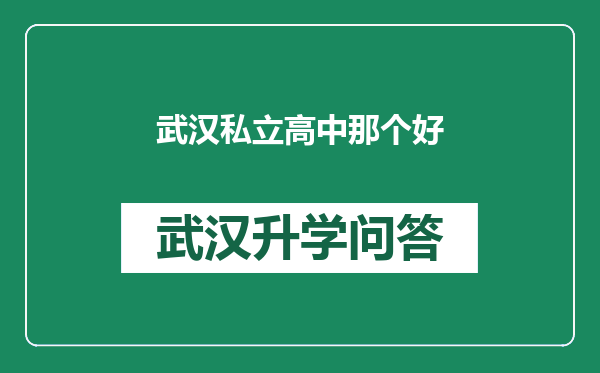 武汉私立高中那个好