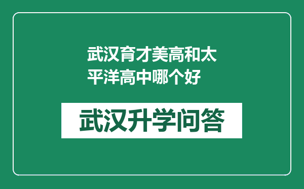 武汉育才美高和太平洋高中哪个好