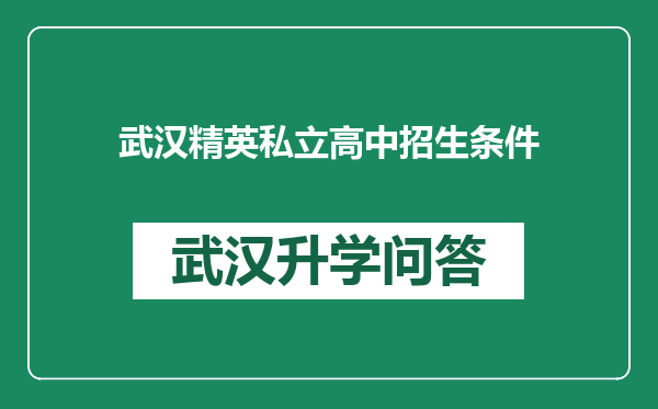 武汉精英私立高中招生条件