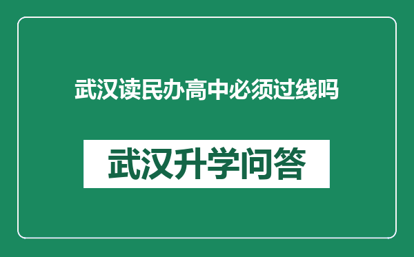 武汉读民办高中必须过线吗