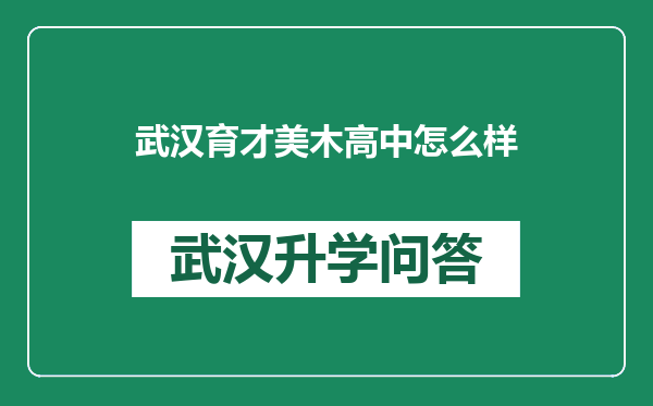 武汉育才美木高中怎么样