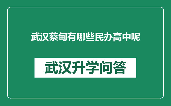 武汉蔡甸有哪些民办高中呢