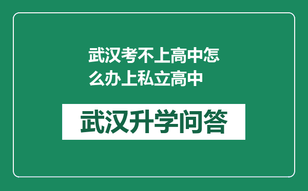 武汉考不上高中怎么办上私立高中