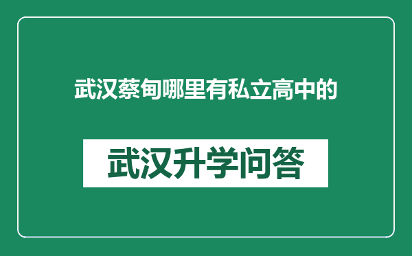 武汉蔡甸哪里有私立高中的