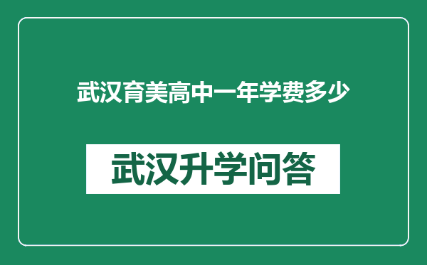 武汉育美高中一年学费多少