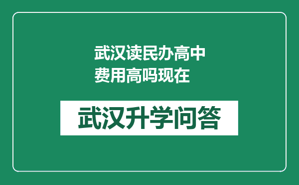 武汉读民办高中费用高吗现在