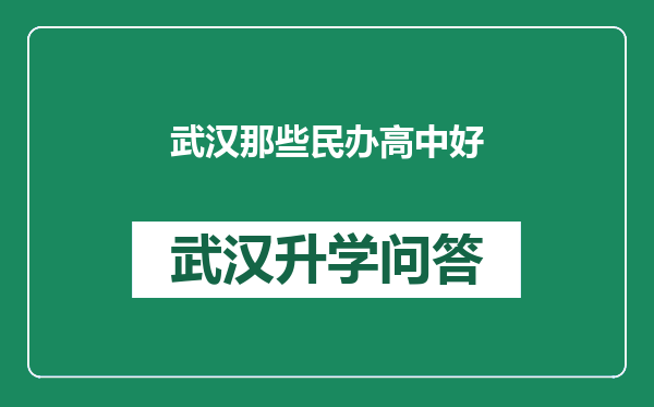 武汉那些民办高中好