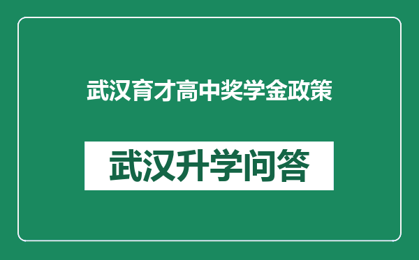 武汉育才高中奖学金政策