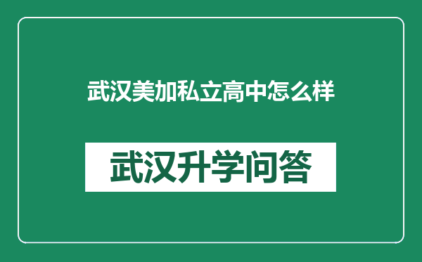 武汉美加私立高中怎么样