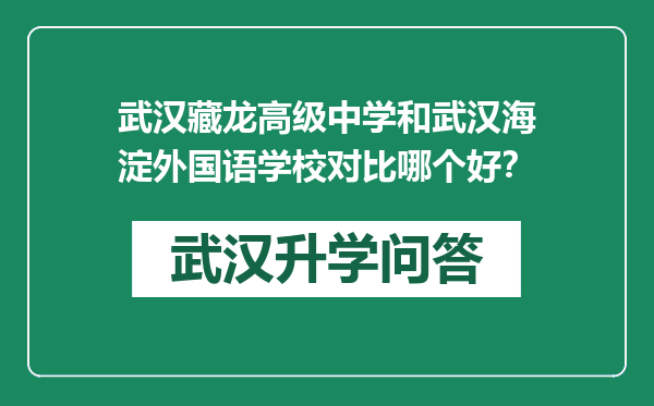 武汉藏龙高级中学和武汉海淀外国语学校对比哪个好？