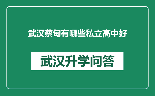 武汉蔡甸有哪些私立高中好