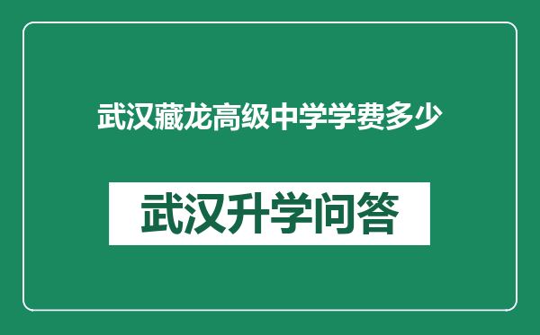 武汉藏龙高级中学学费多少