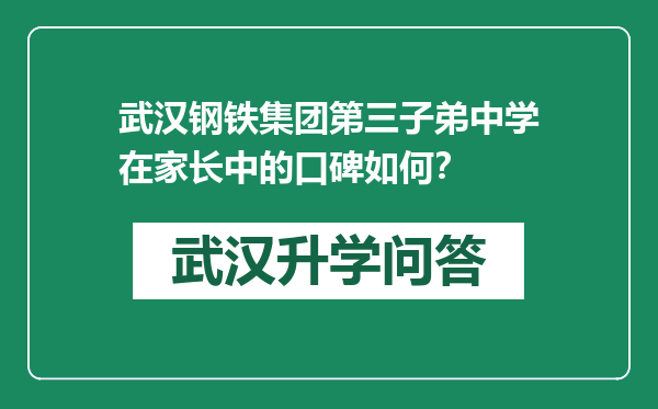 武汉钢铁集团第三子弟中学在家长中的口碑如何？