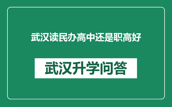 武汉读民办高中还是职高好