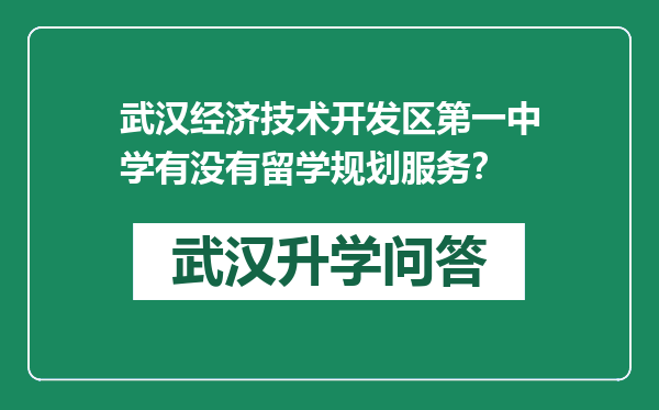 武汉经济技术开发区第一中学有没有留学规划服务？