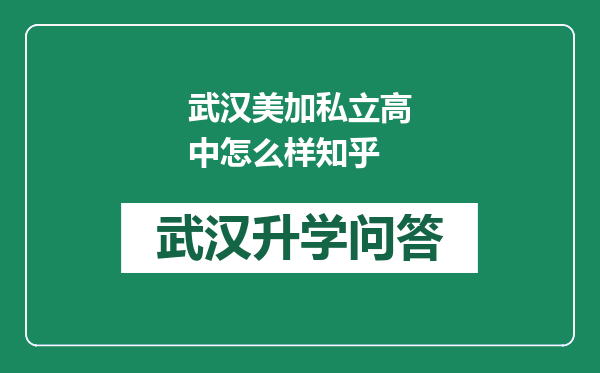 武汉美加私立高中怎么样知乎